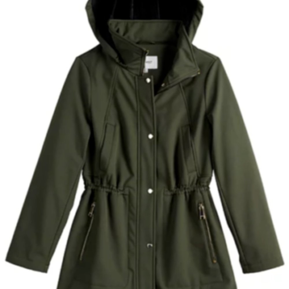 Women's Nine West Fleece-Lined Soft-Shell Winter CoatJacket ~ Olive, Large